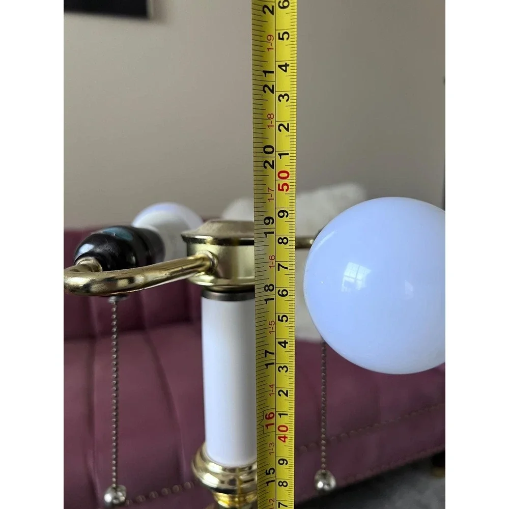 Vintage Marble and Brass Table Lamp Dual Pull Hollywood Regency Neoclassical